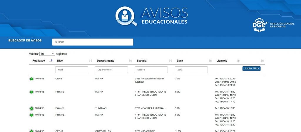 Los avisos educacionales serán por internet